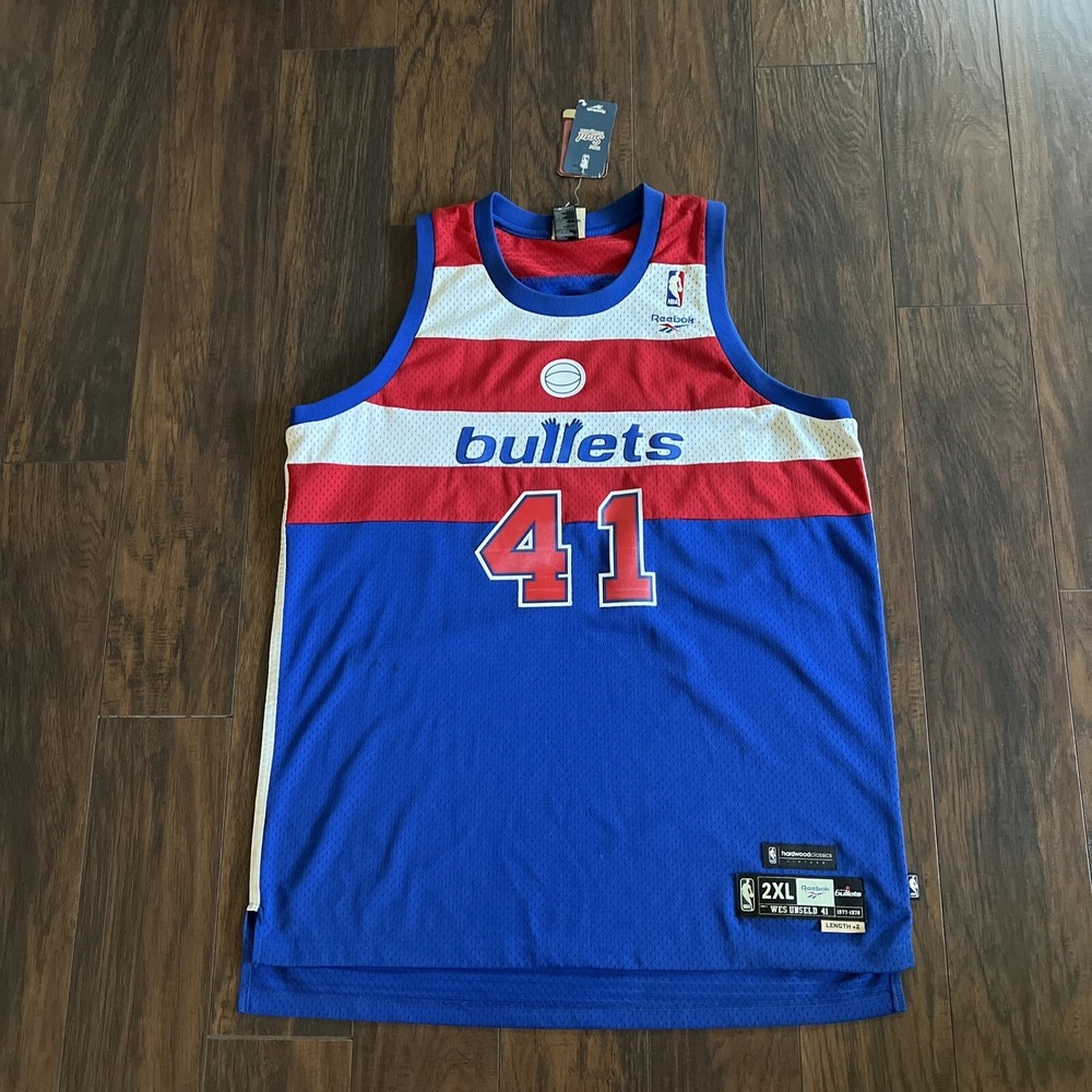 Wes Unseld Jersey Men's 2XL Reebok Washington Bullets NBA Basketball Swingman